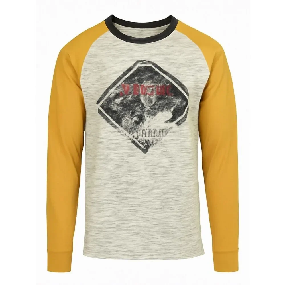 NWT American Eagle Youth Boys Baseball Long Sleeve Gray Graphic Tee Shirt Size 8